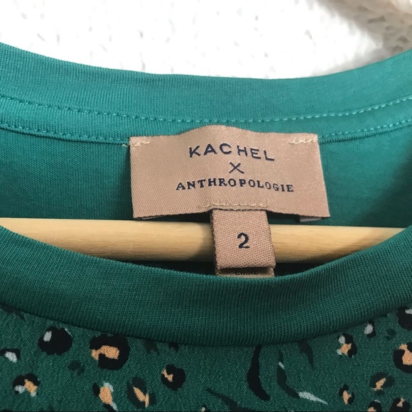 Anthropologie Kachel Green Short Sleeve Modal Pullover Top Size 2 Lightweight - Picture 5 of 6